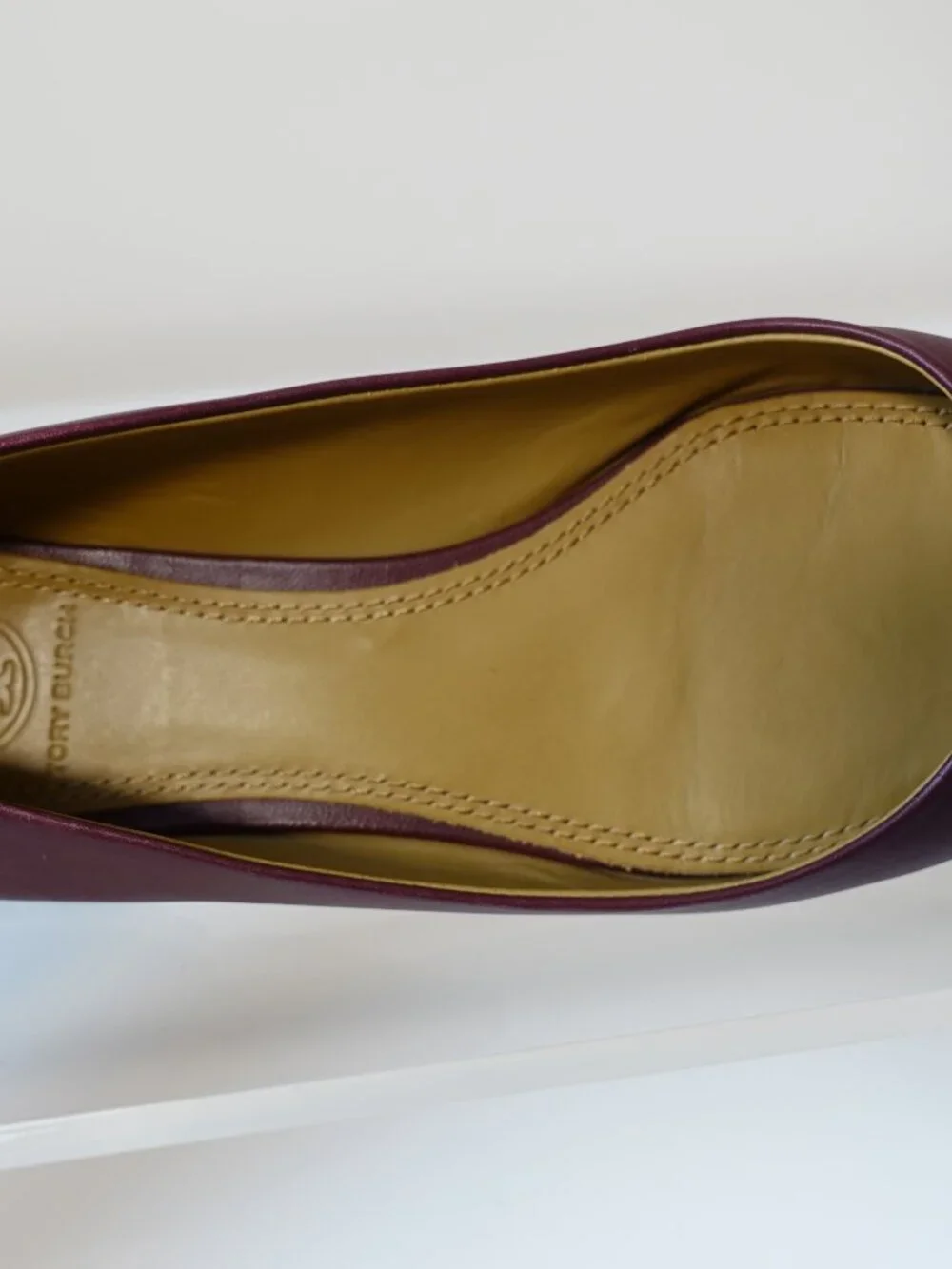 Tory Burch Burgundy Leather Cap Toe Reva Ballet Flats Size 8